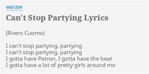 can't stop partying lyrics|can't stop partying lyrics meaning.